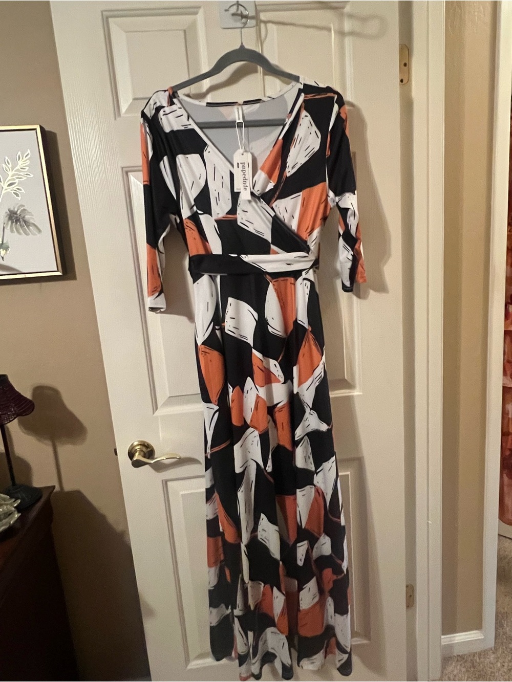 NWT 🛍️3 for $25🛍️ Black Multi Color Abstract Print Fall Maxi Dress Size Small